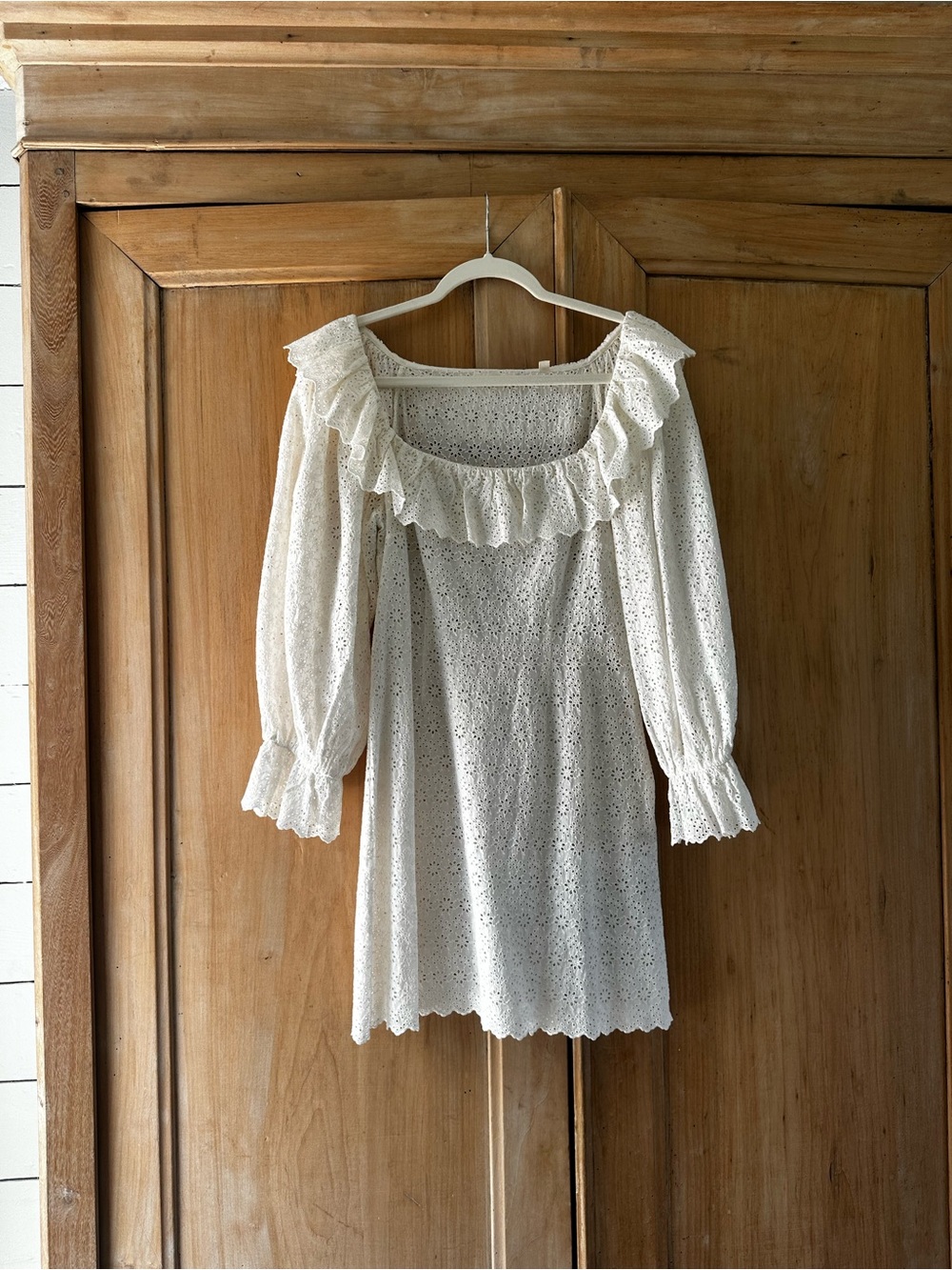 Doen Cream Eyelet Ruffle Mini Dress